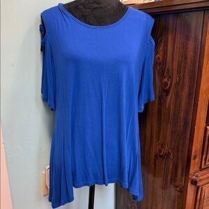 Elegant Royal Blue Cold Shoulder Top